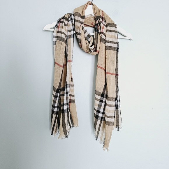 Accessories - Brown Plaid Scarf 26 X 76